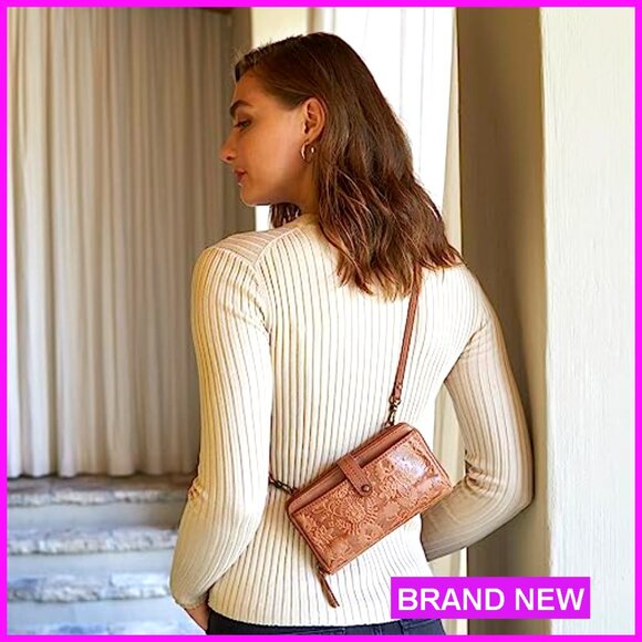 Leather Crossbody Bag with Smartphone Pocket & Card Slots - Picture 2 of 7